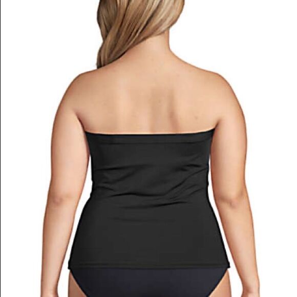 Land’s End Plus Regular size Bandeau tankini top removable straps black Various - Picture 7 of 8